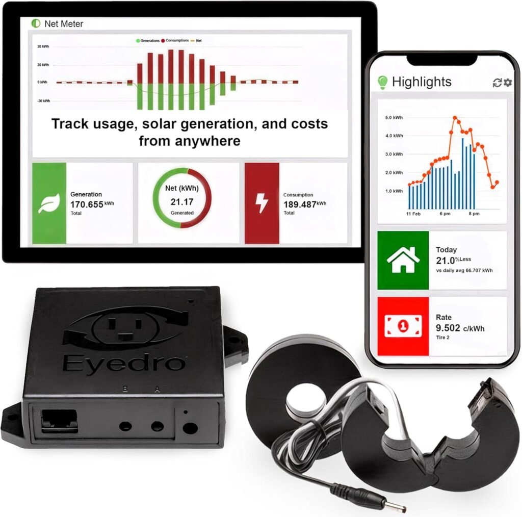Eyedro-Home energy monitor with graphs on phone and tablet.